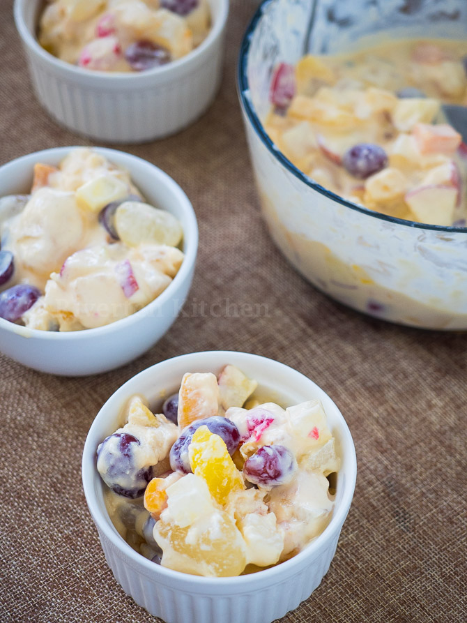 Fruit Salad frozen with sweet and creamy dressing