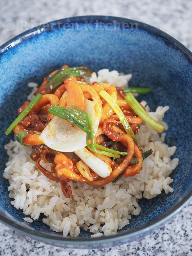 Spicy-Squid-and-Pork-Korean over rice