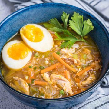 Chicken Sotanghon Soup with Carrots and Napa Cabbage
