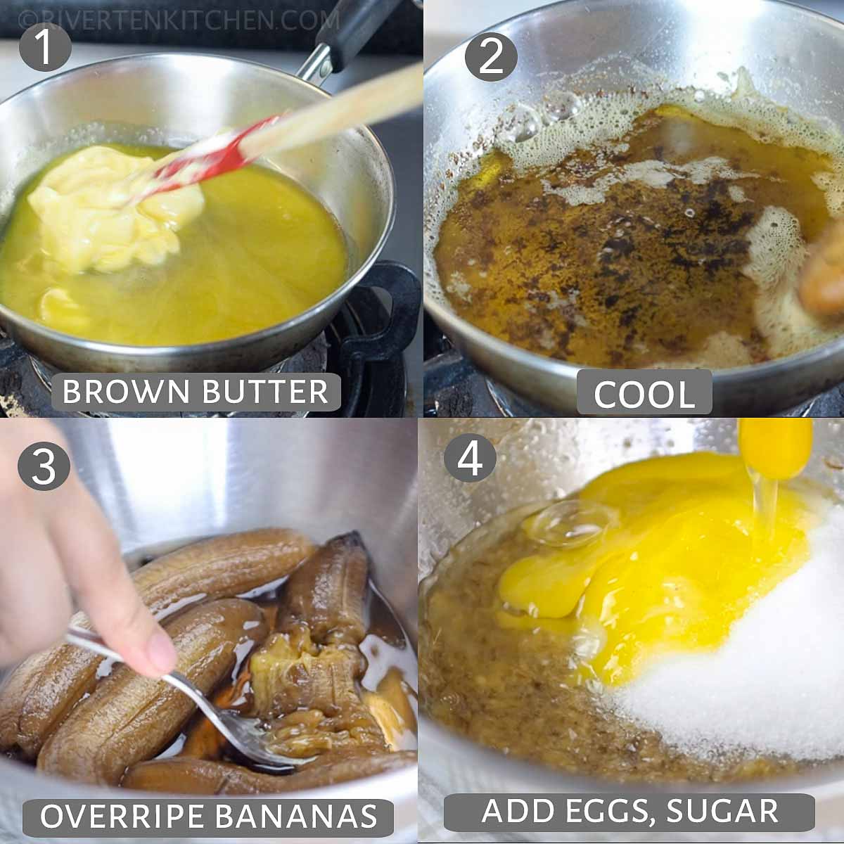 step by step photo on how to make sour cream banana bread